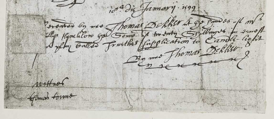 Receipt by Thomas Dekker, January 1599/1600