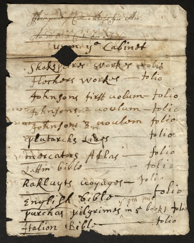 Book list of William Cartwright the Younger
